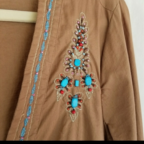 👑22/24 Venezia turquoise beaded tie top jacket - Picture 4 of 8